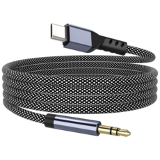 Type-C轉3.5mm音源線，手機耳機音響連接線，即插即用，享受音樂, 黑灰, 1個, 【C3.5】Typec轉3.5mm 音源線
