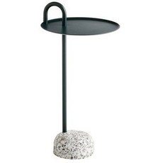 북유럽 이동식 협탁 침대 사이드 테이블 거실 틈새 수납 선반 철제 미니 원형 보조 탁자, 네이비