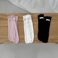 6개월 아기니삭스 돌 여아 골지 셔링 롱 양말