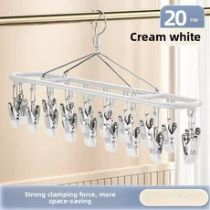 금속 양말 건조대 세탁 보관 방풍 디자인 20 클립 옷걸이 홀더 실내 옥외, 05 White