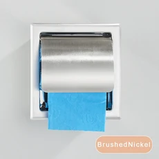Rozin 완벽방수 변기 종이 거치대 스테인레스 스틸 벽걸이 은폐 블랙 욕실 롤 티슈 페이퍼, 01 Brushed nickel