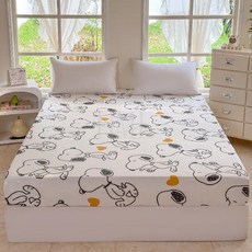 卡通ins風蘆薈棉牀笠家用春夏簡約牀罩套宿舍牀上用品單件牀墊罩, 幸運狗-白,120*200/25