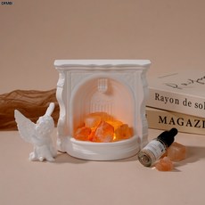 DFMEI 天使壁爐香薰禮盒擴香石擺件石膏小衆家居裝飾小夜燈女生生日禮物, 壁爐+橙晶石+天使