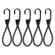 유니티23 휘지않는 더블후크 스트레치코드 투훅 탄성로프 5P, 블랙
