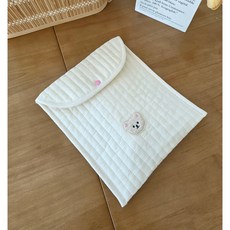 코코아돌 프리미엄 감성 순면 누빔 기저귀 파우치 가방, 라이트핑크곰