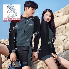 情侶長袖防曬泳衣套裝：兩件式潛水衝浪服，水母衣情侶款