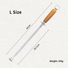 TUPI 샤프너 로드 탄소강 칼날 내구성이 뛰어나고 사용하기 쉬운 미끄럼 방지 손잡이가 있는 칼날 연마봉, 04 L wooden handle