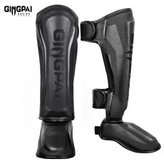GINGPAI 깅파이 일체형 정강이 보호대 킥복싱 MMA 무에타이 격투기 태권도 보호용품 GDYHTWDFP, 1세트, 블랙 1세트, 블랙