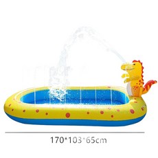 兒童充氣恐龍造型噴水池 170*103*65cm 戲水玩具, 恐龍噴水池, 1套