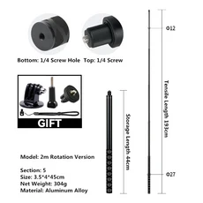 Insta 360 X2 X3 X4 X5 용 확장판 셀카 스틱 확장형 모노 포드 GoPro 13 12 11 10 9 8 삼각대 액세서리, 06 193 CM Rotation, 01 China Mainland