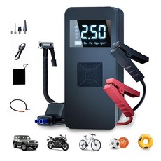 타이어 팽창기 휴대용 공기 압축기 디지털 디스플레이 압력 게이지 20000mA 점프 스타터 포함 자동차 압축기 펌프 150PSI 14.8V 배터리, 1개