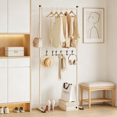 호밍사이 튼튼한 이동식 철제 2단 행거 스탠드 수납 옷걸이 행거, 화이트