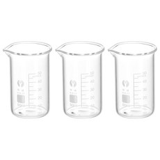 패티킬 3Pcs 50ml 톨 폼 유리 비커 3.3 붕규산염 눈금 인쇄 측정 컵 주방 실험실 액체용 스파우트 포함, 150ml
