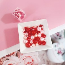 아크릴진주 [컬러믹스] 구멍 진주 비즈 공예 재료, A3213. 레드/핑크, 1세트