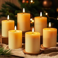 순수 밀랍 양초 4팩 기둥 대형 캔들 세트 - 연소 시간 140시간 홈 인테리어용 웨딩 그외 각종 464662, 6팩-5.1x5.1cm(2x2인치)