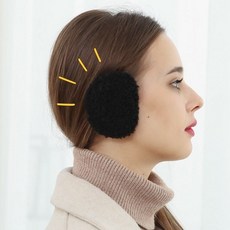 귀덮개 똑딱이 귀마개 끈없는귀마개 분리형 귀도리, 격자무늬_대