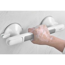 무타공 강력흡착 안전손잡이 병원 화장실 안전바, 화이트, 1개