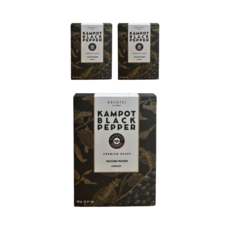 크룬테이 캄보디아 PGI 인증 고식이섬유 블랙 캄폿 통후추, 40g, 3개