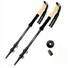 등산스틱 워킹스틱 지팡이 북유럽 워킹 폴 트렉 텔레스코픽 알펜스톡 7075 알루미늄 합금 슈팅 목발 센데리스모 스틱 하이킹 2 개 접이식등산스틱, 2) 2PCS Black