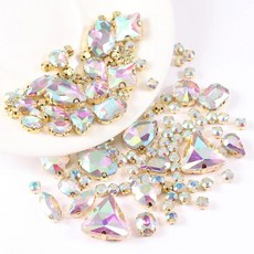 백 재봉 세팅 라인석 프롱 금속 모양 유리 혼합 Choupee 130PCs 클로, crystal AB, 1개