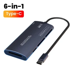 6IN 1 카드 판독기 USB 고속 데이터 전송 어댑터 유형 C SD/TF/XD/CF/M2 메모리 카메라 컴퓨터 읽기, 01 Type C