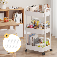 무루어 이동식 틈새 수납 트롤리, 화이트, 3단