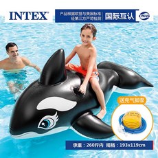 INTEX成人火烈鳥獨角獸造型泳圈浮床組，水上充氣浮排弔床，多功能戲水玩具, 大黑鯨坐騎【收藏送腳泵】, 1個