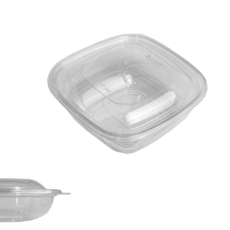 【盒作社】內嵌式透明輕食盒 [300入箱購優惠] 全透明塑膠餐盒/外帶餐盒/一次性餐盒/免洗餐具/環保餐盒/沙拉盒/生菜盒/分隔便當/甜點外帶餐盒, 1個, 透明沙拉盒24oz(整箱300入)
