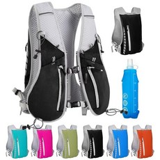여성용 남성용 하이드레이션 러닝 조끼 가볍고 통기성이 좋은 반사 팩 500ml 물병 하이킹 캠핑 트레일 러닝 사이클링 레이스 마라톤용 조끼 팩 백팩, 673RV-블랙