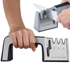 하겐레벤 4단 멀티 칼갈이 가위갈이 겸용 수동 샤프너, 1개, 혼합색상