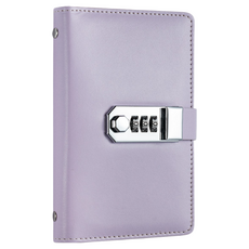 密碼鎖收納本 50頁 可放千鈔台幣 密碼日記本, 香芋紫, 1個
