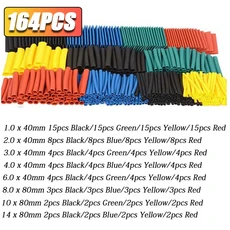 1160/580/164PCS 열 수축 튜브 키트 와이어 수축 랩 연결 케이블 커버 보호 전기 절연 수리, 01 164PCS tubings, 1개