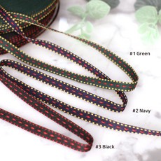 리본빌 자카드리본 자수리본 레이스 스트랩 DIY 3마, 1개, C. 블루밍스턴 10mm폭(네이비)