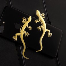 偉益直銷 金屬壁虎車貼 3D立體汽車裝飾貼 平安車身劃痕遮蓋貼, 【兩隻】金色一對, 1個