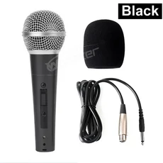 Woopker 유선 카디오이드 다이내믹 마이크 스피커 전원 스위치 포함 노래방 앰프 믹서, 01 black