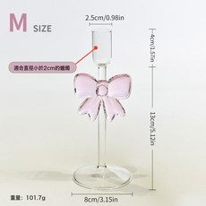 蝴蝶結燭臺歐式中式燭光晚餐裝飾品家居浪漫餐桌燭臺專用擺件, zt2078 彩色蝴蝶結燭臺--粉色M號:zt2078 彩色蝴蝶結燭臺--粉色M號