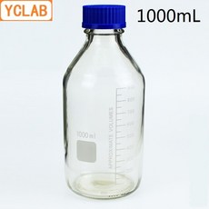 YCLAB 1000mL 시약 병 나사 입 (파란색 캡 포함) 1L 투명 유리 의료 실험실 화학 장비, 한개옵션0