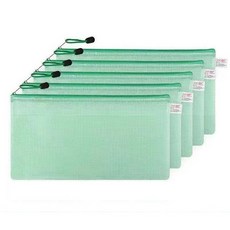 Itemtrade 투명 메쉬 지퍼파일백 A6, 10장, 그린