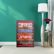 더웨스트 빈티지 가죽 4단 서랍장 4색홈테마 인테리어 수납장, 4단서랍장(홈테마)