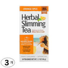 21st Century 허벌 슬리밍 차 오렌지 맛 카페인 무함유 티백, 3개, 48g, 24개입
