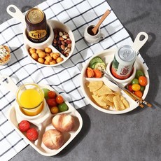 휴대용 캠핑 접시 다용도 캠핑용 접시 손잡이 3칸