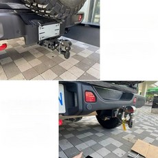 랭글러 견인장치 개조 고리 트레일러암 풀세트 로드 자동차 휠 잠금 커버 블랙 후드 지프, 1개, E. 개조소형 베이스 +도금 실버 암 세트