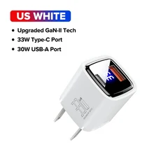 QOOVI 33W GaN 충전기 USB 유형 C 고속 어댑터 빠른 QC3.0 PD iPhone 용 벽 Samsung Xiaomi iPad, 02 US PLUG WHITE
