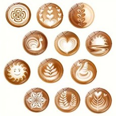 프린팅 식용종이 간단하게 만드는 라떼아트, 5 디자인B 12조각 직경 6cm