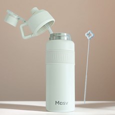 마시뷰 스포츠 대용량 보온보냉 스테인리스316 빨대 텀블러 800 ml 1000 ml, 1개, 1000ml, 크림+빨대세척솔