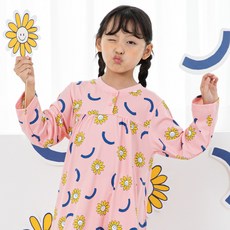 [삐삐롱FW]미니핑크 피치기모 긴소매 파자마 원피스 잠옷