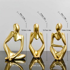 모던 장식품 독특한 조각상 스톤 홈데코 몽상 생각하는 사람, A_골드 세트