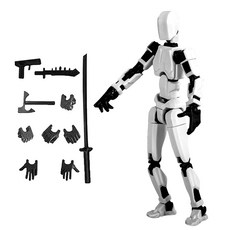 PAVIKE 로봇 장난감[조립 필요]관절 가동 포즈 변경 가능 모델 인형 무기 첨부