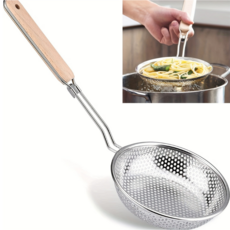 주방용 내구성 강한 목재 손잡이 스테인리스 면 건지기, 1개