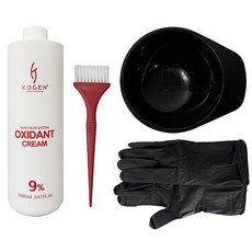 변색 복원 황변 제거 코겐 9% 산화제 세트 4종 (산화제1000ml+염색볼+염색솔+장갑), 1개